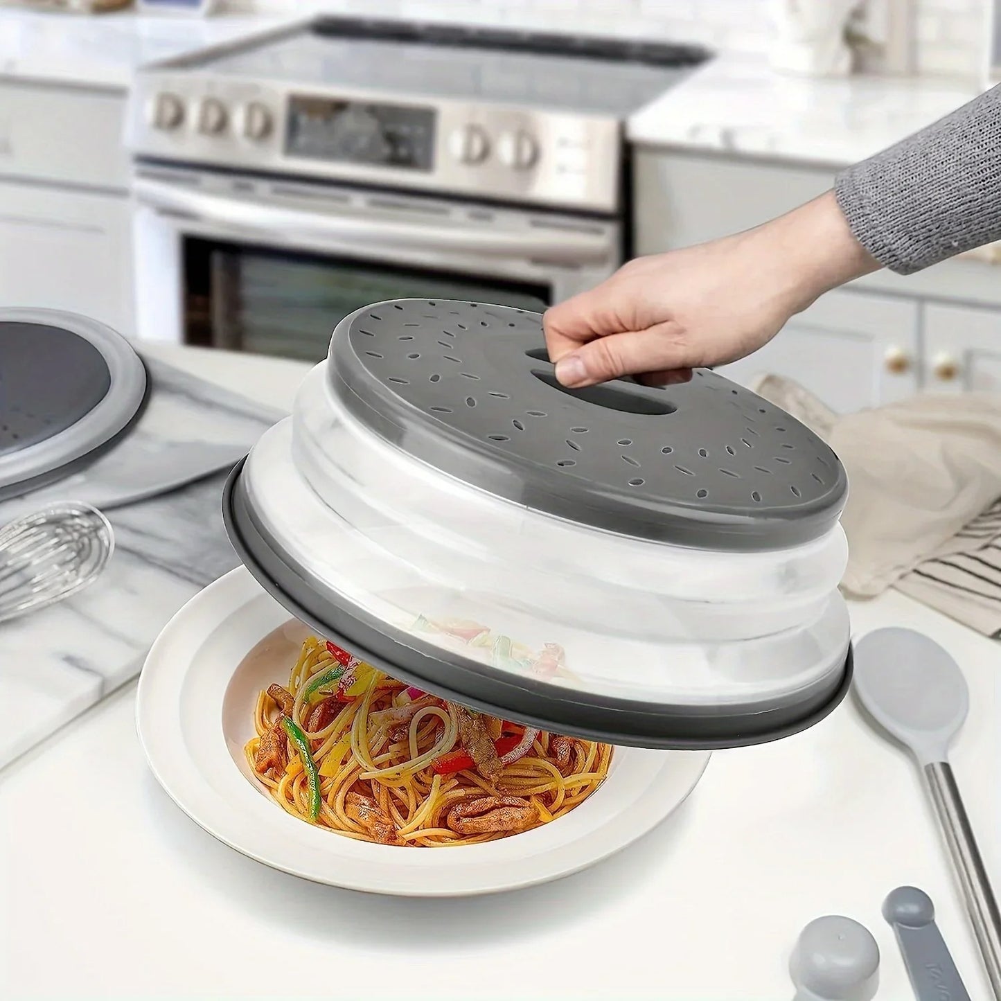 cloche-micro-onde-retractable-gris