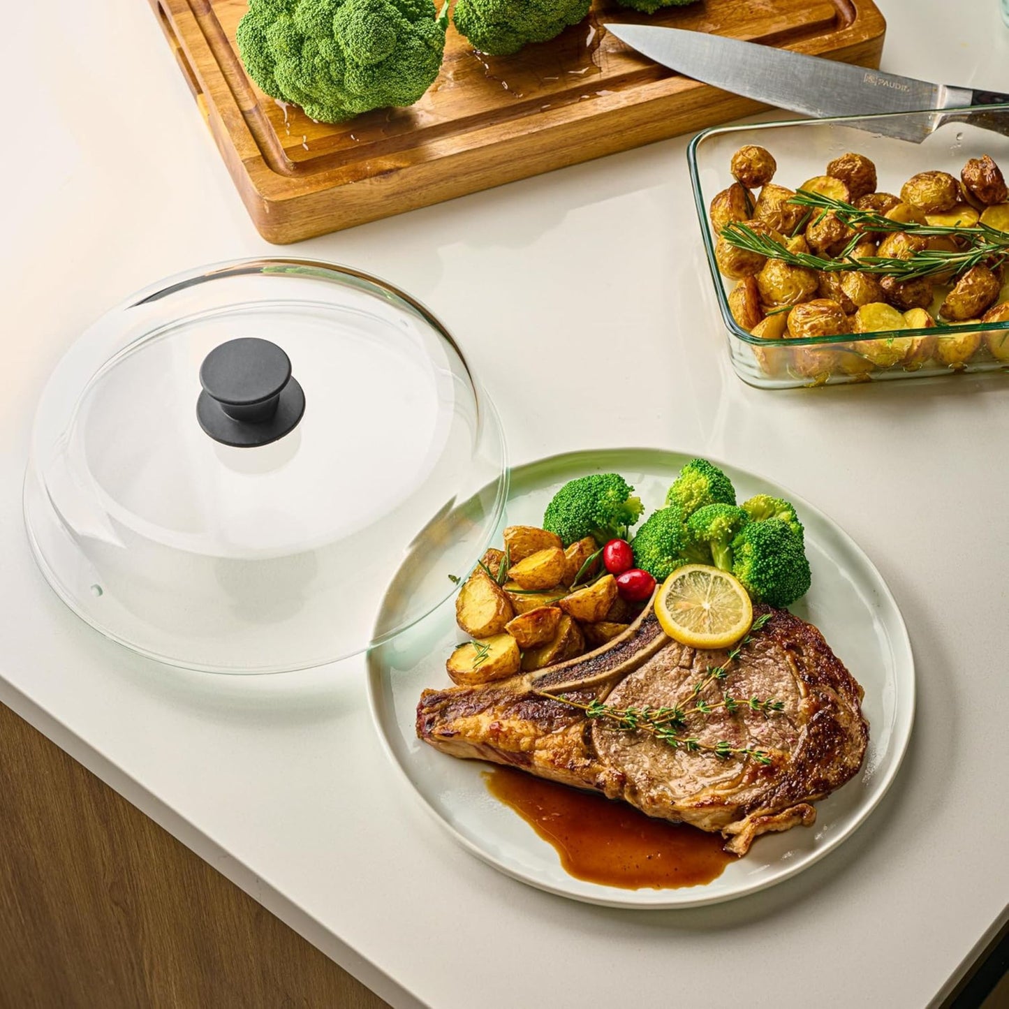 cloche pour micro ondes en verre glasscover saveur