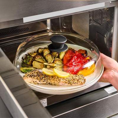 cloche pour micro ondes en verre glasscover proprete