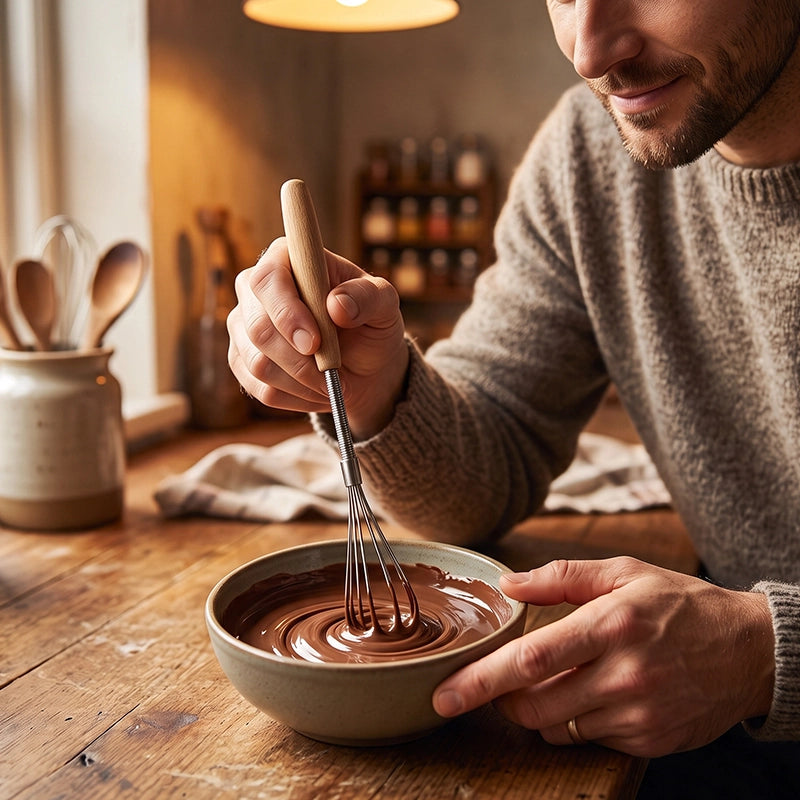 mini fouet manche bois chocolat