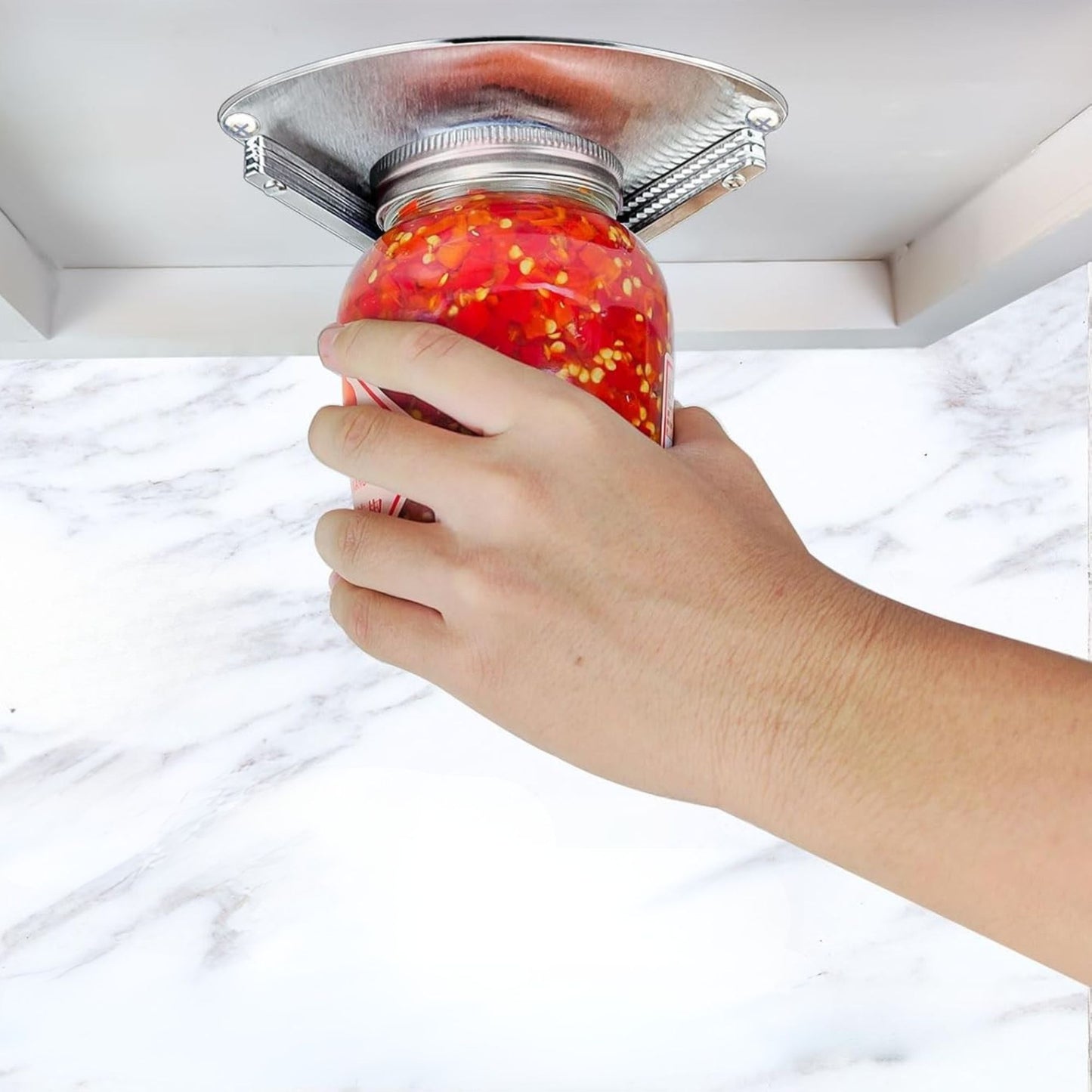 ouvre bocal sous placard inox accessible