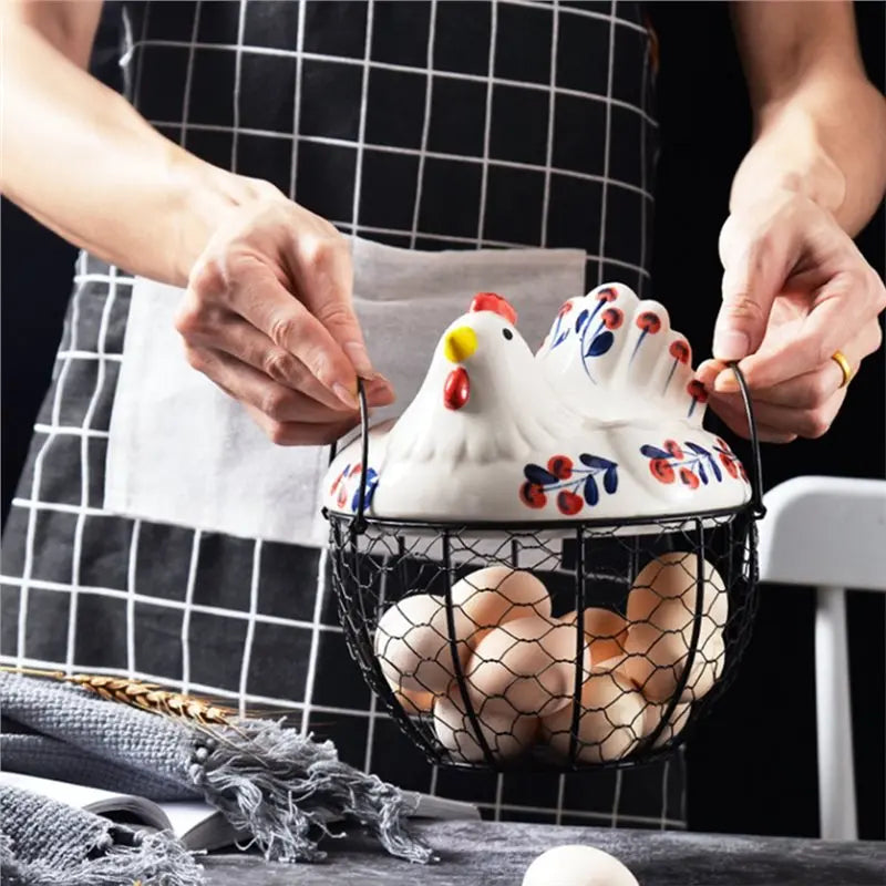 panier a oeuf poule poignee