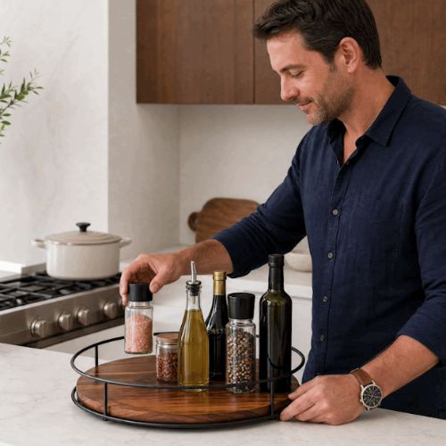 plateau tournant cuisine woodspin taille xl