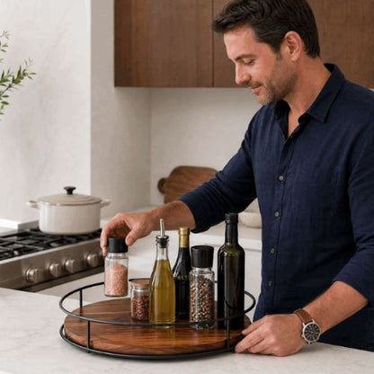 plateau tournant cuisine woodspin taille xl