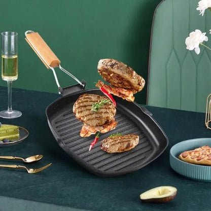 poêle-à-griller-poignee-pliable-cuisson-parfaite