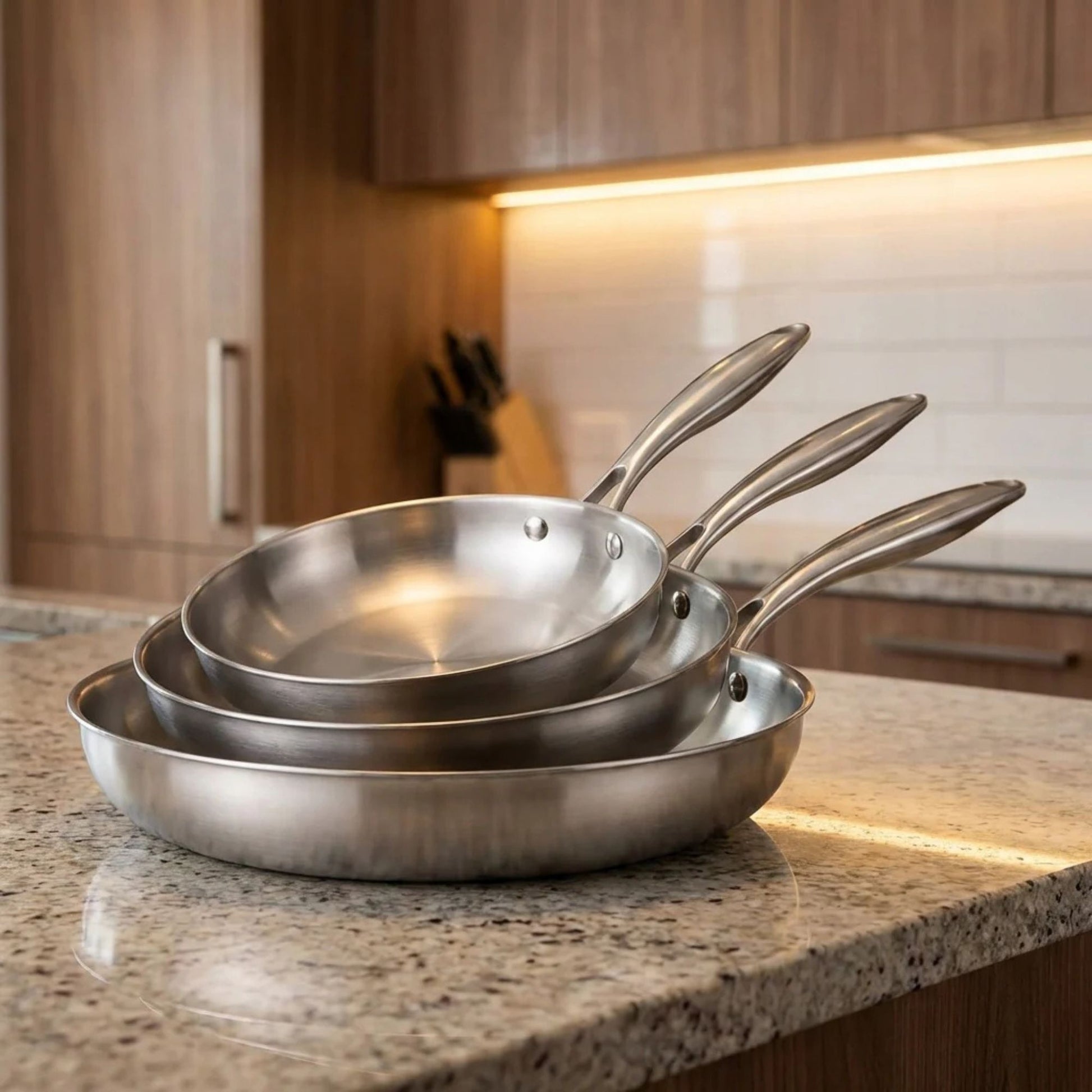 poele en inox lot de trois