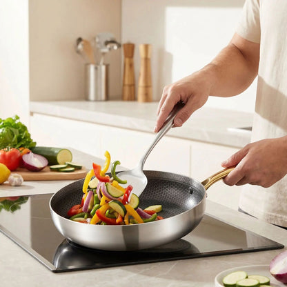 poele en inox nid d abeille anti rayure