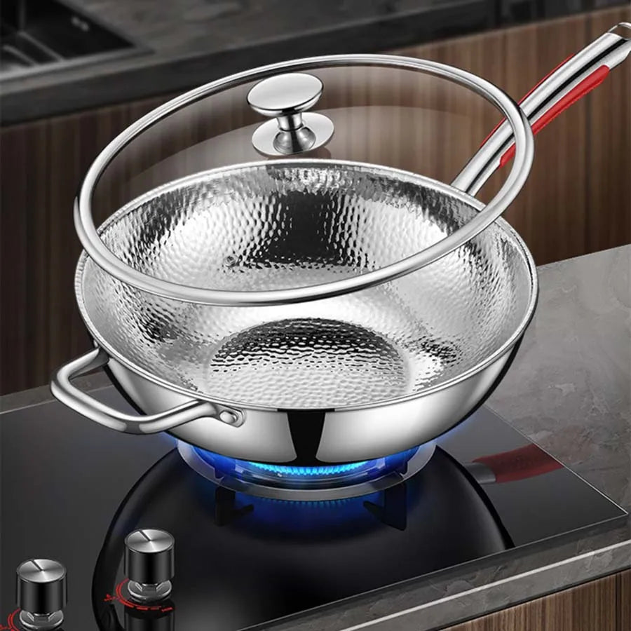 poele wok titane avec couvercle