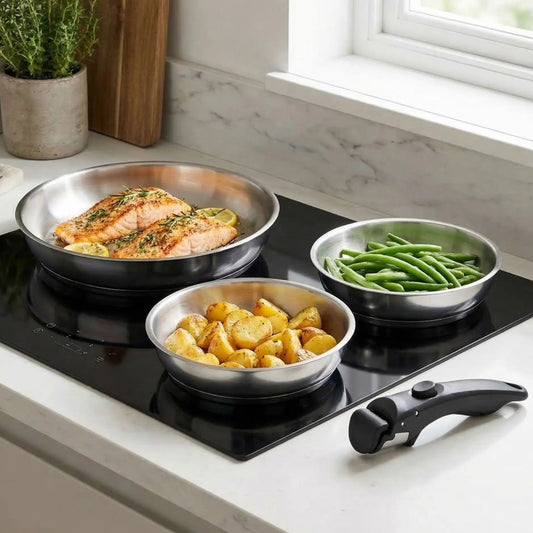 poeles poignees amovible inox cuisson homogene