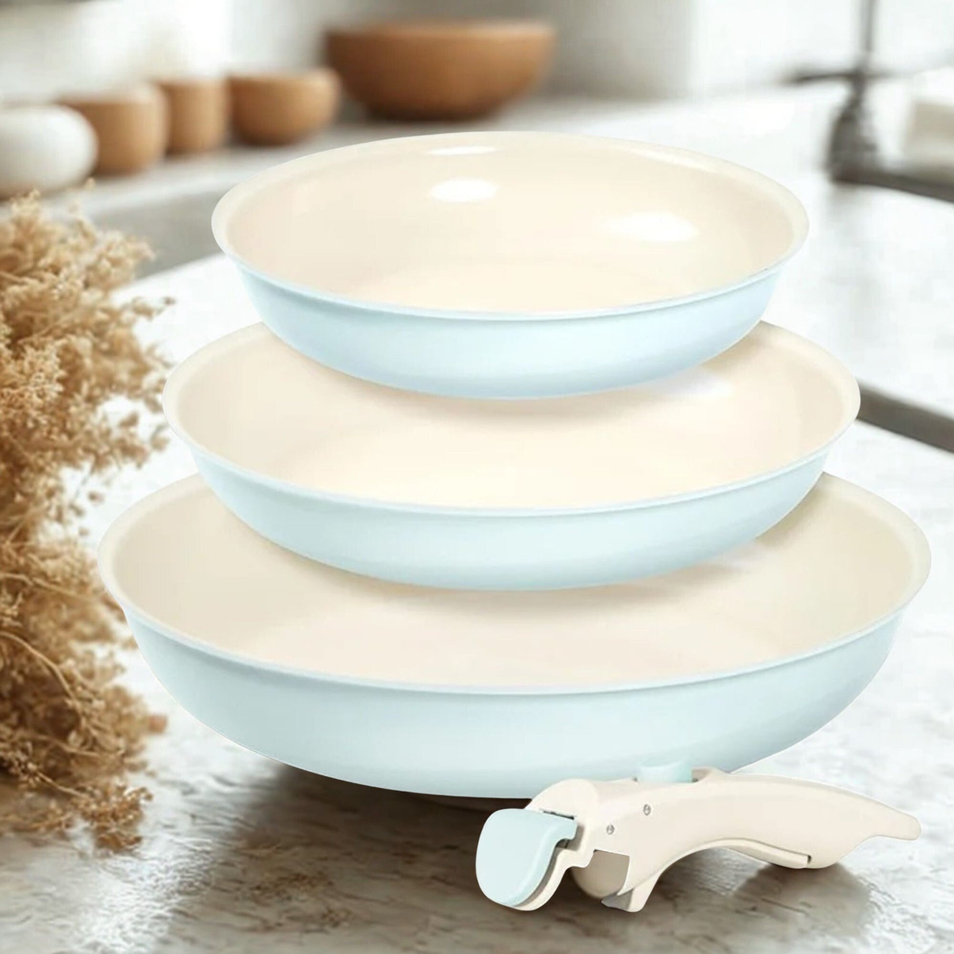 poeles poignees amovibles moducook bleu empilable