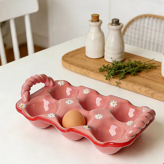 porte oeuf ceramique rose elegant