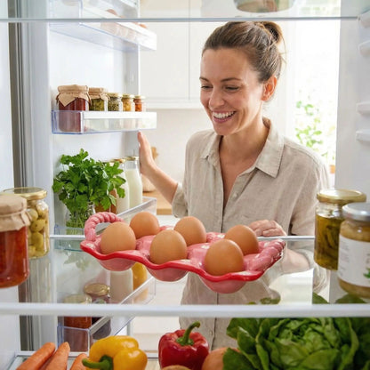 porte oeuf ceramique rose frigo