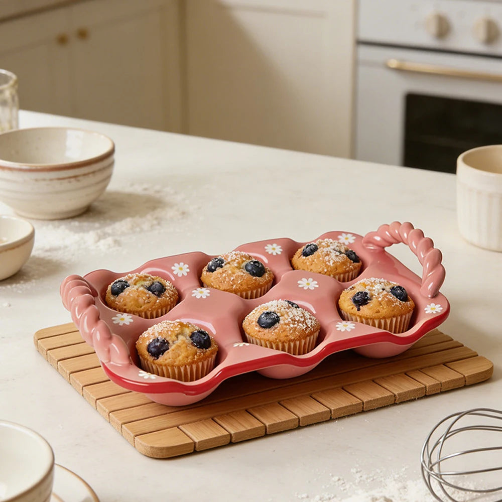 porte oeuf ceramique rose muffin