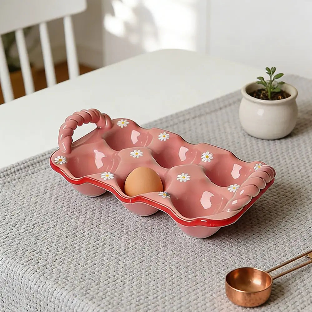 porte oeuf ceramique rose pratique
