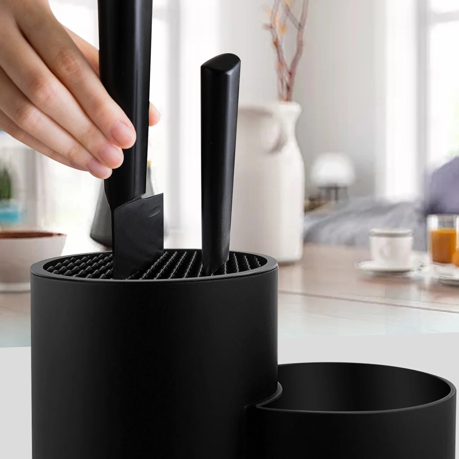 pot ustensiles cuisine 2 compartiments porte couteau