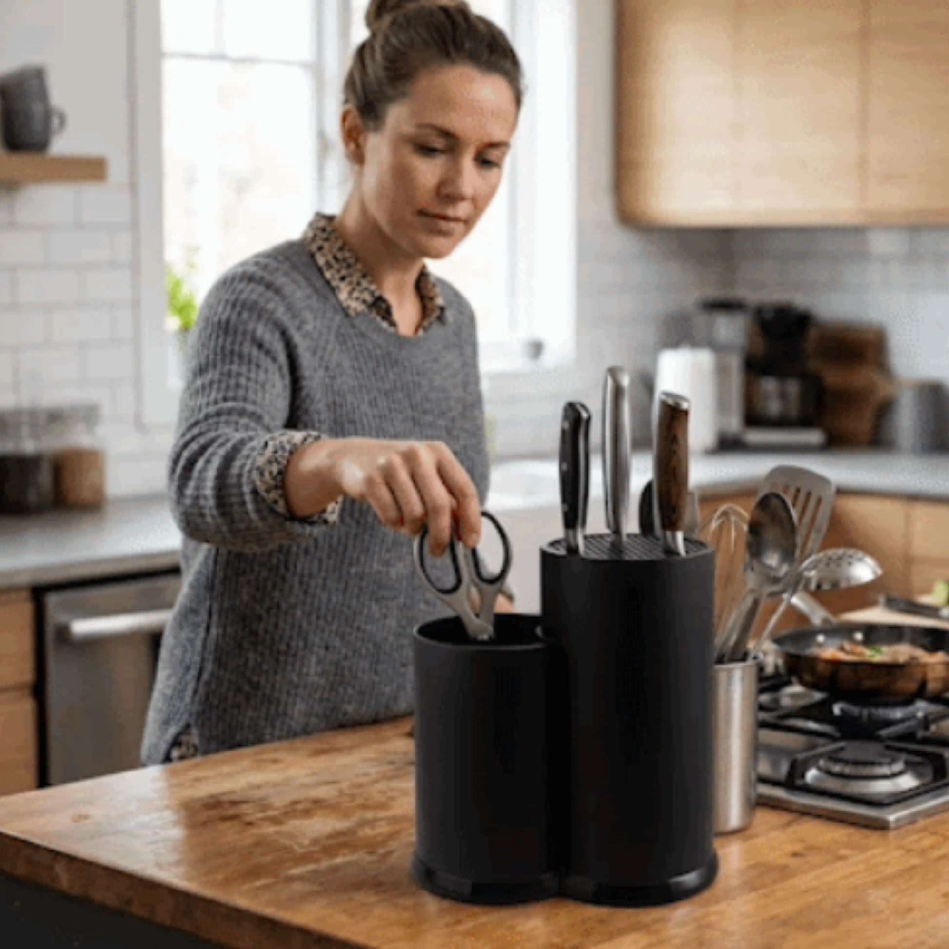 pot ustensiles cuisine 2 compartiments pratique