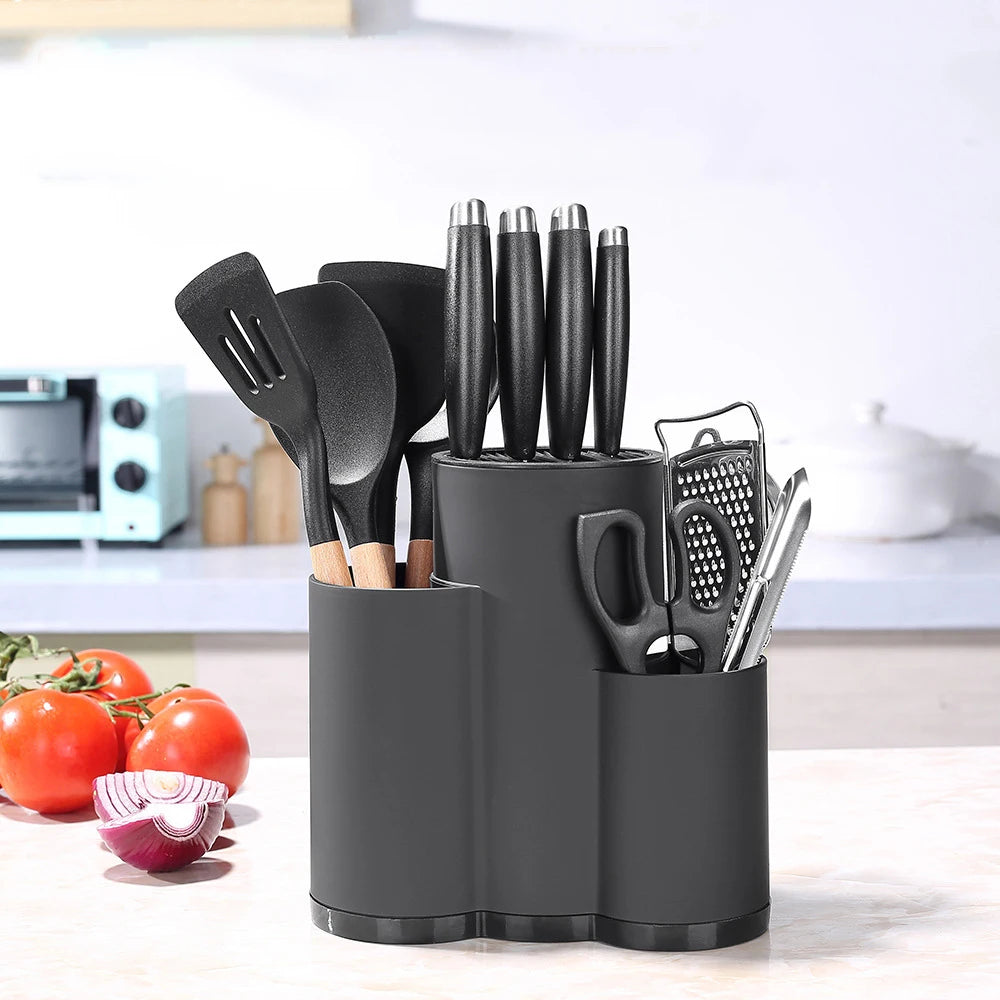 pot ustensiles cuisine 3 compartiments noir