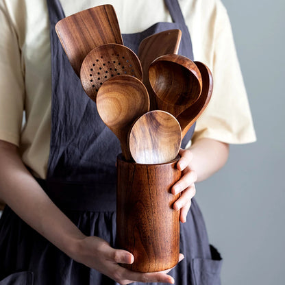 pot ustensiles de cuisine en bois taille L