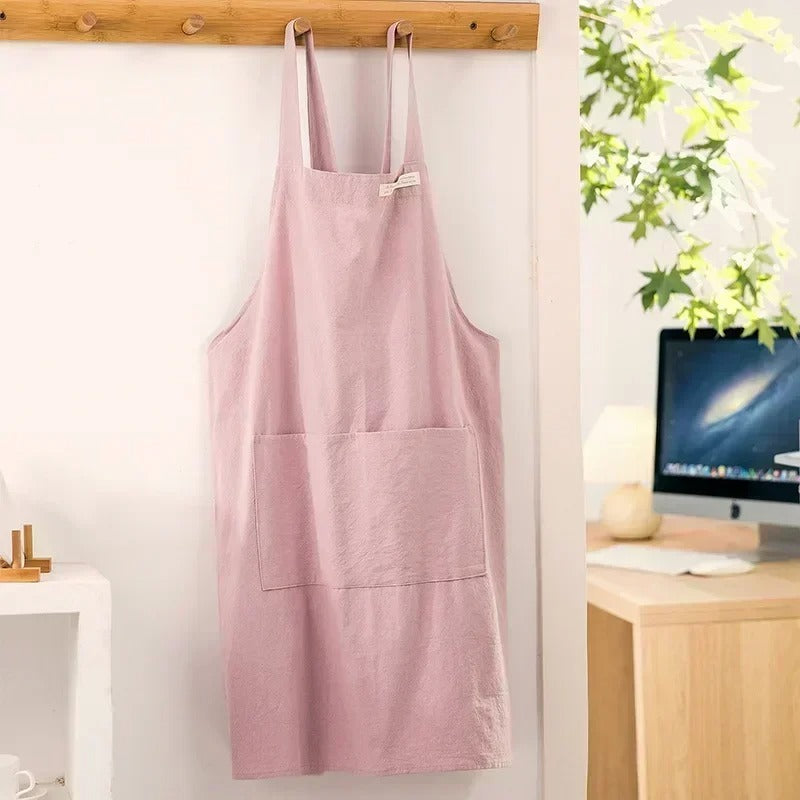 tablier-cuisine-en-lin-uni-rose