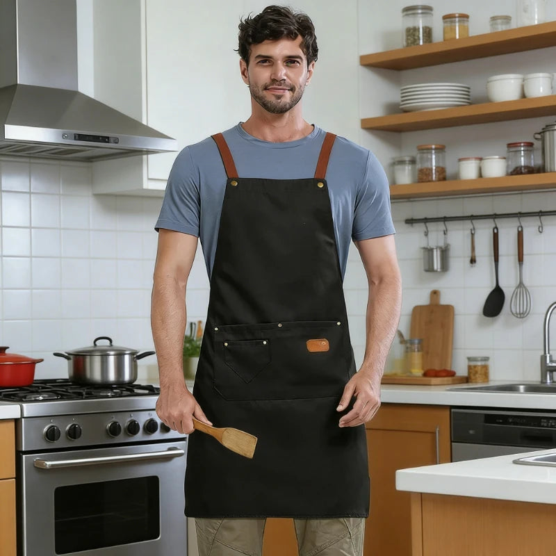 tablier de cuisine homme polyester noir