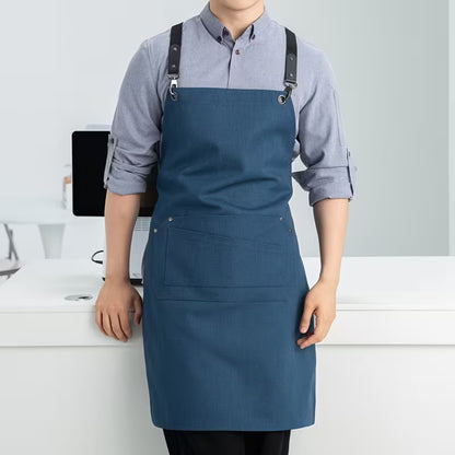 tablier de cuisine pour homme bleu