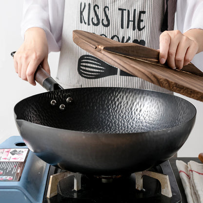 wok acier carbone large