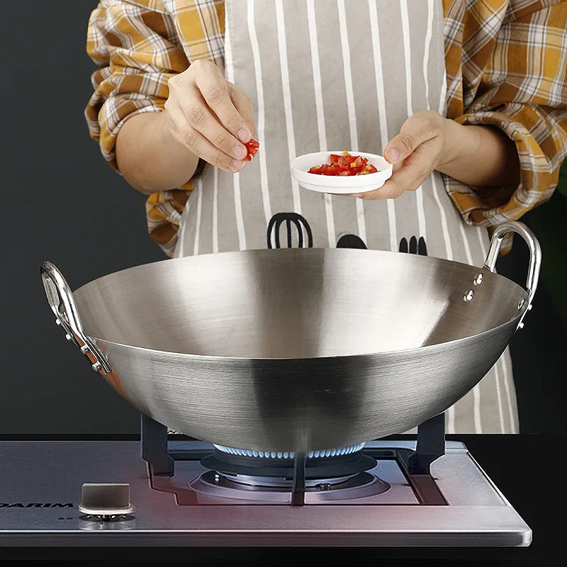 wok inox double poignee