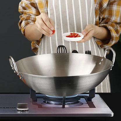 wok inox double poignee